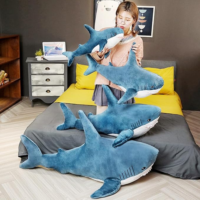 XIYUAN 23.6inchShark Plush Stuffed Toy Pillow Soft Cute Shark Throw Pillow Cushion Large Shark Plush Stuffed Animal Toy CushionPillow Kids and Adult Gift