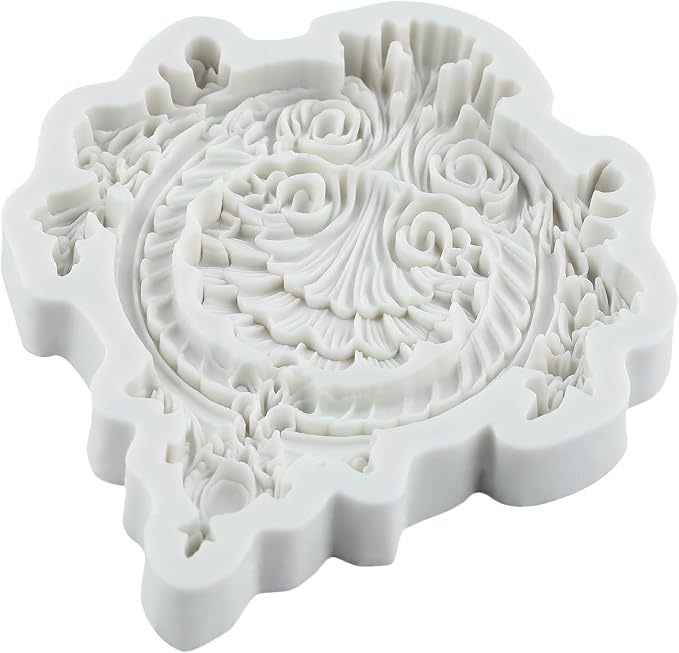 Baroque Polymer Clay Molds Baroque Curlicues Scroll Relief Lace Silicone Mold for Epoxy Resin Casting DIY Crafts Air Dry Polymer Crafts Supplies Clay Tools
