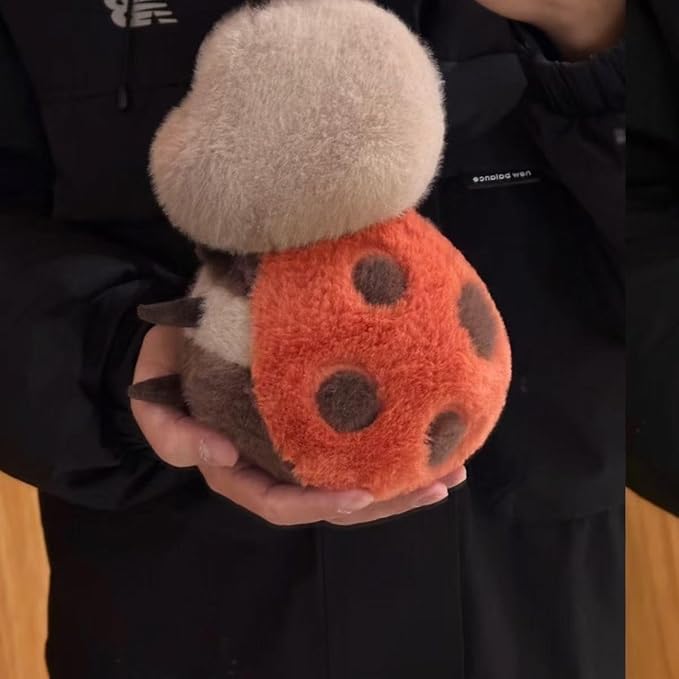 Chubby Smiling Ladybug Plush, Lucky Soft Seven-Spotted Ladybug Plush Toy, Cute Insect Stuffed Animal, The Best Gift for Child and Partners(8 inch)