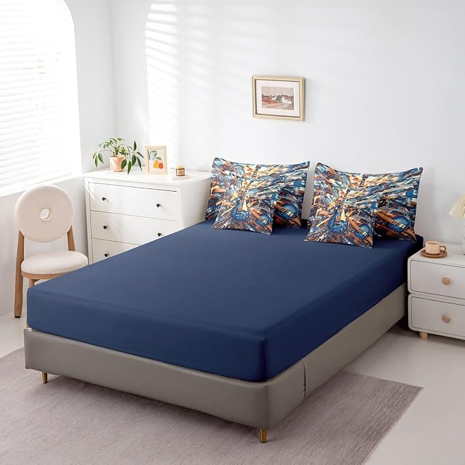 Feelyou Guitar Comforter Set with Sheets Queen Size Rock Music Bed in a Bag for Boys Girls Teens Navy Blue 7 Pieces Bedding Set Soft Lightweight Microfiber