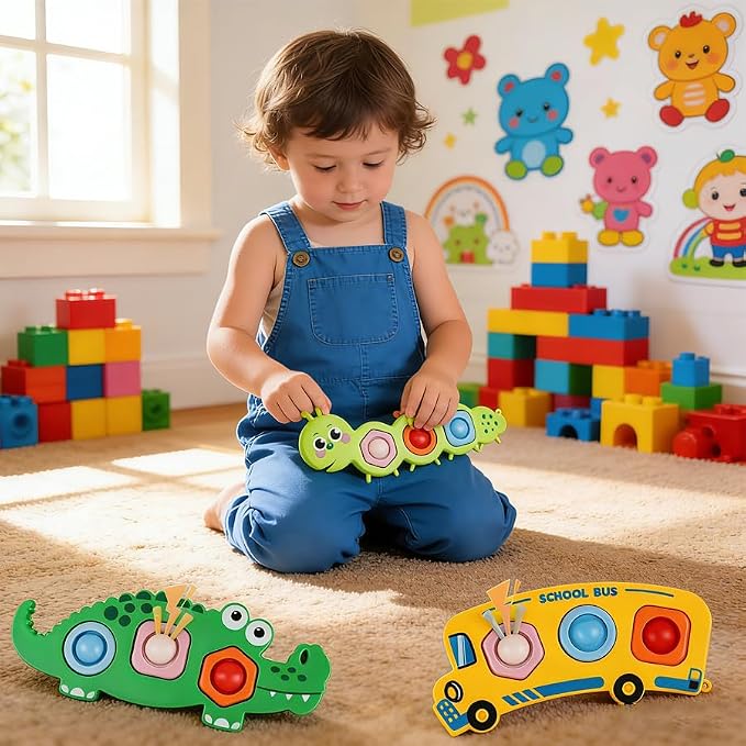 3PCS Fidget Popper Sensory Toys Airplane Travel Activities for Toddlers | Kids Sensory Push Strips , Popping Bubbles Montessori Busy Toy, fidget toys, toddler travel toys, Classroom Gifts for Kids