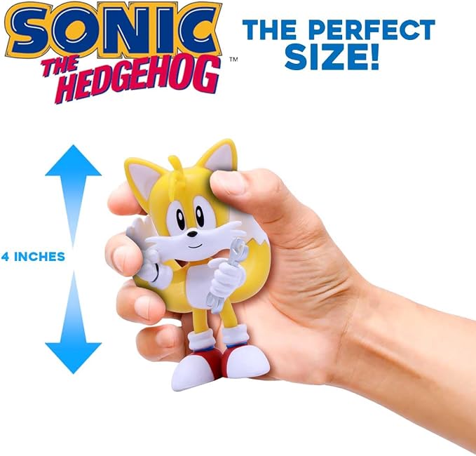 Sonic The Hedgehog Tails 4” Buildable Action Figure (Tails Series 2) – Official Just Toys Collectible with Interchangeable Parts & Accessories Like The Chaos Emerald and Rings