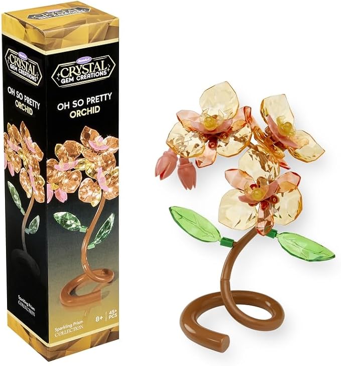 RoseArt Crystal Gem Creations Orchid Flower Kit, Ages 8+ | 45+ Pieces, Great for Adults, Great for Tweens, Great for Children