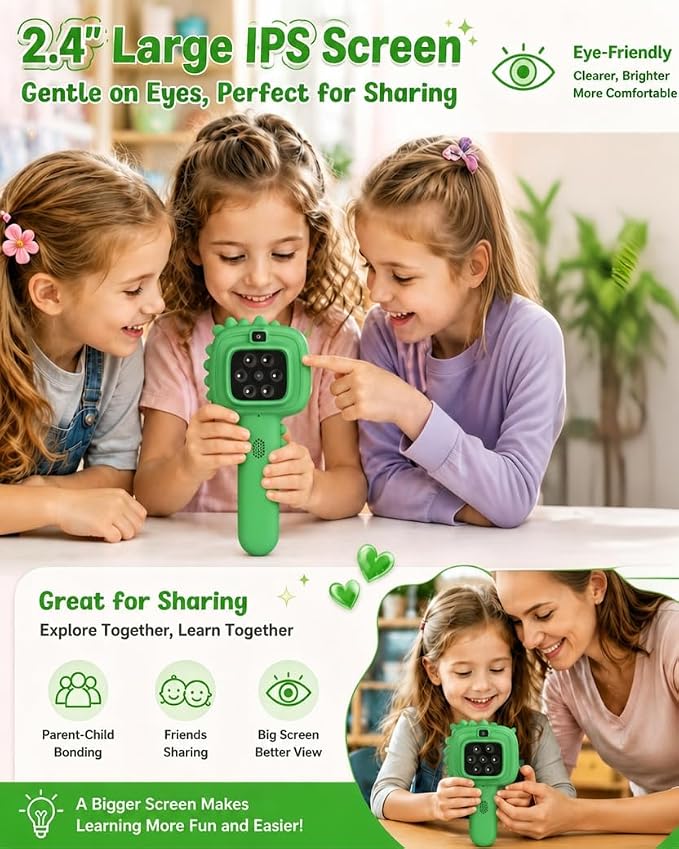 Microscope Camera for Kids Gifts Toys- Handheld Pocket Microscopes with 2.4" Screen and Autofocus - Mini Digital Educational Science Kit for Christmas Birthday for Age 3-5 5-7 8-12 Girls Boys (Green)