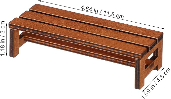 Uonlytech 2Pcs Wooden Mini House Bench Miniature Furniture for Dollhouse Decorative Miniature Bench Model for Bedroom and Dining Accessories