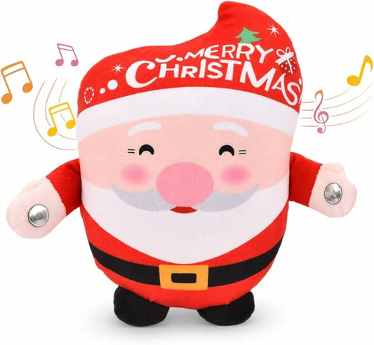 Interactive Music Plush Toy Set for Kids Adults, 7" Santa Claus Fruit Sensing Metronome with Sounds for Multiplayer Interaction Game, Fun Musical Sensory Toy for Christmas Birthday Gifts