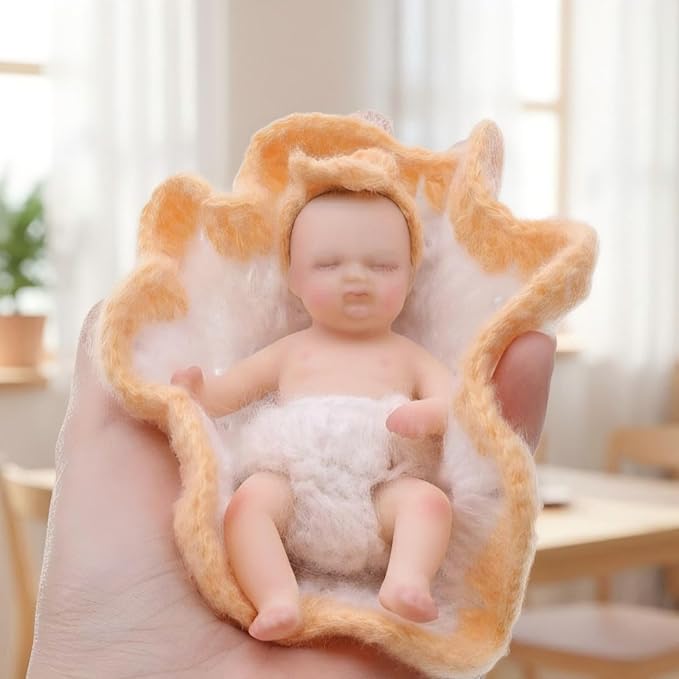 4inch Mini Platinum Silicone Reborn Baby Doll, Tiny Silicone Baby Dolls，Realistic Newborn Baby Dolls Full Body Stress Relief, Decoration, Gifts, Collectible