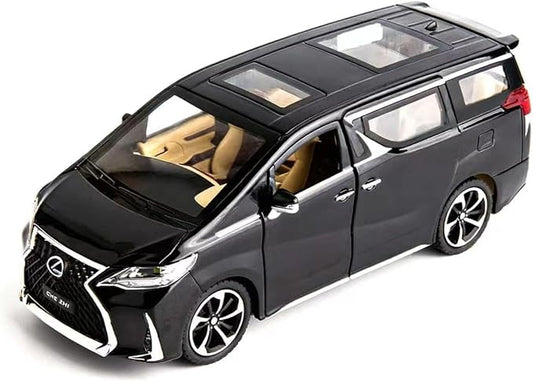 WAKAKAC Model Car 1/24 LM300 MPV Alloy Pull Back Metal Collectible Toy Car with Light and Sound, Toy Vehicle Door Can be Opened, Gift Black