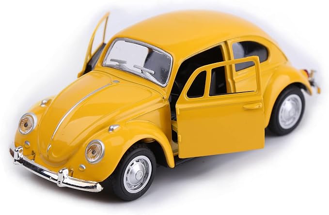 Berry President 1967 Classic Beetle Bug Vintage 1/32 Scale Diecast Metal Pull Back Car Model Toy for Gift/Kids (Yellow)