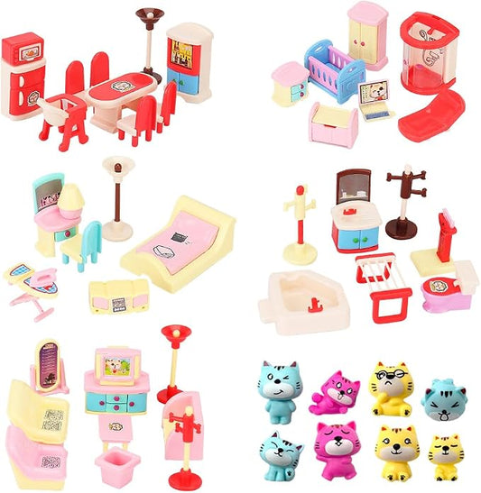 BananMelonBM 50 Pack Kids Little Dollhouse Furniture Toys House Big Dreams for Baby Children Girls Boys Age 3+