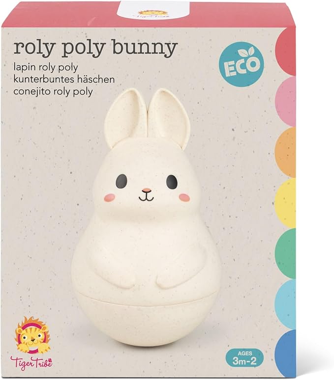 Tiger Tribe: Roly Poly - Bunny - Soft Silicone, ECO Bio-Plastic, Twinkling Sound, Soothing Sensory Toy, Infant & Baby Ages 3+ mo.