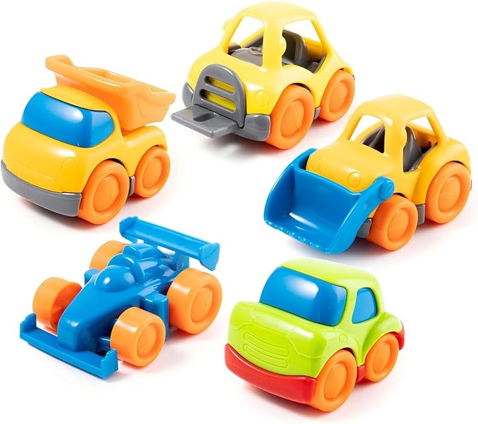 P&C 5 Pcs Toddler Toys Mini Cars for Ages 1-3, Beach Sand Outdoor Small Construction Toy Trucks for Kids 12M+ 1 2 3 4 Years Old Boys and Girls, Great for Birthdays Children's Day