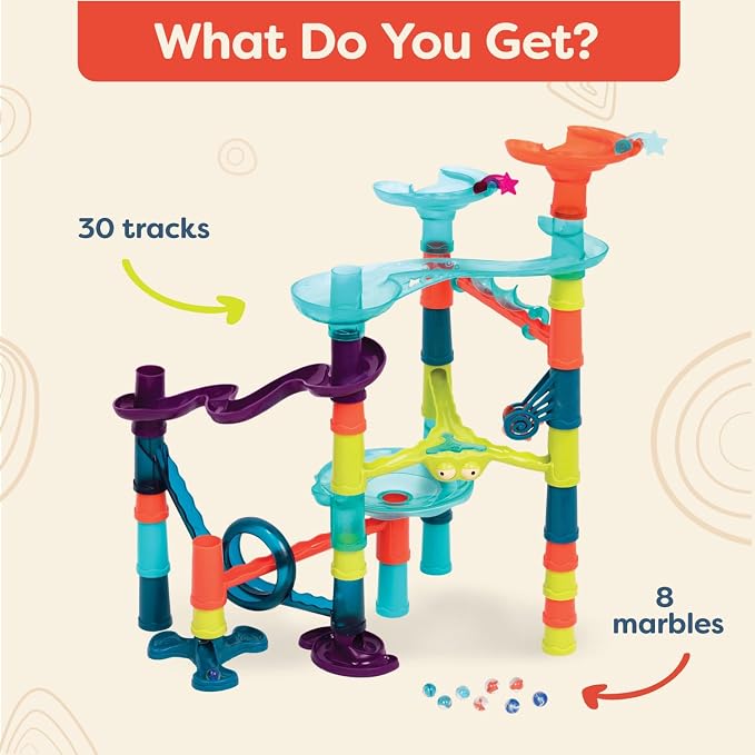 B. toys – Marble Palooza – Buildable STEM-Based Maze Run Kit Featuring 38 Interlocking Components – Logical Thinking and Fine Motor Development Set for Inquisitive Kids – 3+ Years