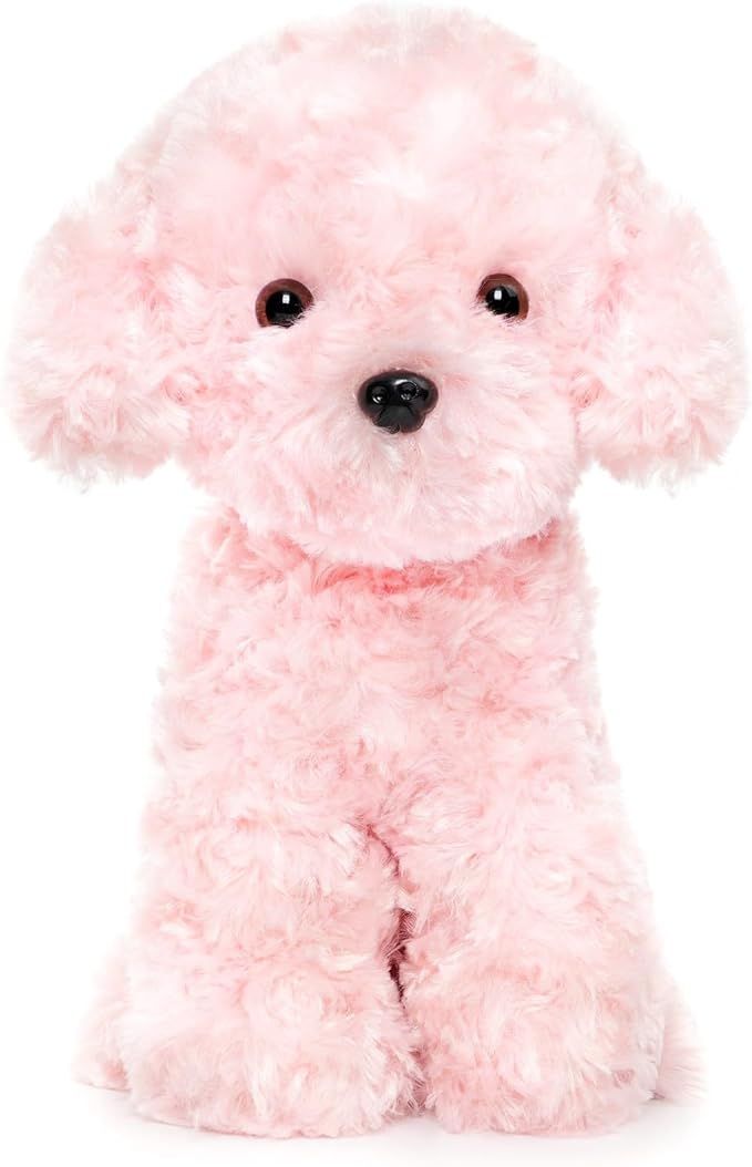 WEIGEDU Pink Puppy Dog Stuffed Animals Plush Toys, Pink Toy Poodle Bichon Frise Maltese Stuffed Dog Plush, for Girls, Kids, Babies, Birthday, Easter, Christmas -12.6 inches