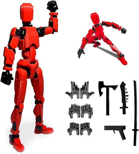 Dumwick Assembly Completed Titan 13 Action Figure Set,Titan 13 Robot Action Figures 3D Printed Multi Jointed Movable,Nova 13 Action Figure,Decorations for Action Figures (Red,1pc)