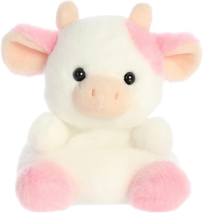 Aurora® Adorable Palm Pals™ Belle Strawberry Cow™ Stuffed Animal - Fun Collectible Plush for Kids and Adult Collectors - Perfect for Decorating Rooms and Birthday Gifts - Pink 6 Inches
