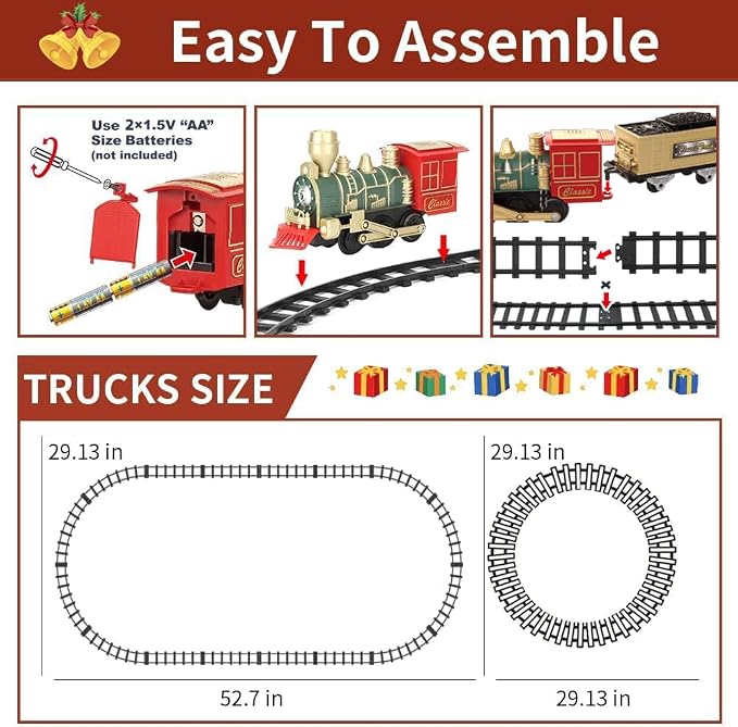 Electric Train Set for Kids Ages 4-8, Complete Toy Train with Lights & Sounds, Train Toys with Cars & Tracks for Christmas and All-Year Play