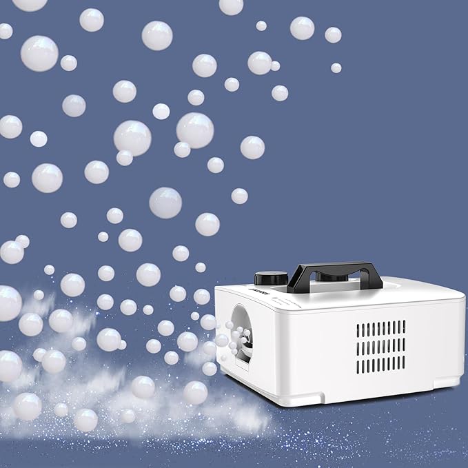 Wisdomlit Fog Bubble Machine, 2-in-1 No-Spill Smoke Bubble Machine (White) | 400W Power, 2 Bubble Modes, 8000+ Colorful or Fog-filled Bubbles, Great for Indoor Outdoor Halloween Party
