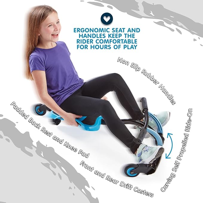 YBIKE Leap Self Propelled Ride On Drifting Racer Riding Toy for Boys and Girls Ages 4 – 9 - Blue
