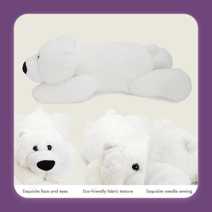 OSOCU® Microwavable & 1.8 LB Weighted Stuffed Animal - Polar Bear Heating Pad with Lavender & Tourmaline - Soothing Warm Heatable Plush Toy for Menstrual Cramps, Muscle Aches, Shoulder Tension