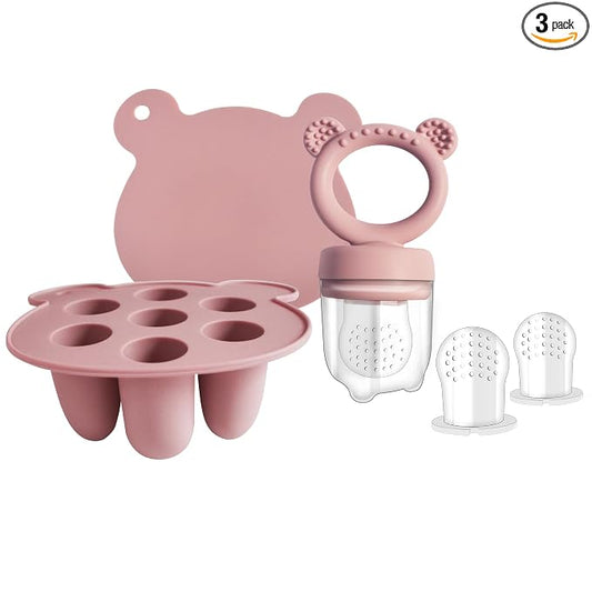 Big Spinach Silicone Freezer Tray Baby Fruit Feeder Food Teething Set Must-Have Pacifiers and Food Storage Containers for Babies 6 Months and Up