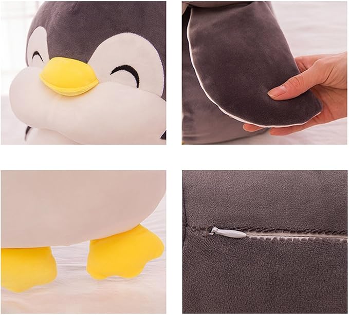 Stuffed Penguin Animal Plush Toy 12 Inch Gray Animal Stuffed Plushies Super Soft Cute Cuddly Pillow Cushion Stuff Dolls Birthday Gifts for Children Kids Boys Girls Room Decor Bedtime, 12Inches