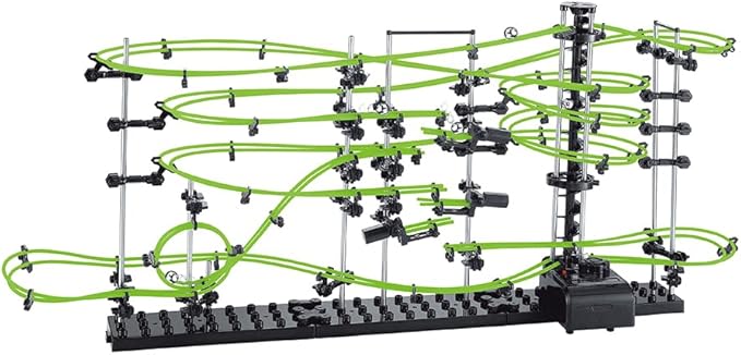 343pcs Level 3–8 Marble Roller Coaster Kit, 820+ PCS Glow-in-The-Dark Marble Run with Steel Balls – Luminous Rail Maze Building Toys, STEM Construction Set for Ages 14+ & Adults