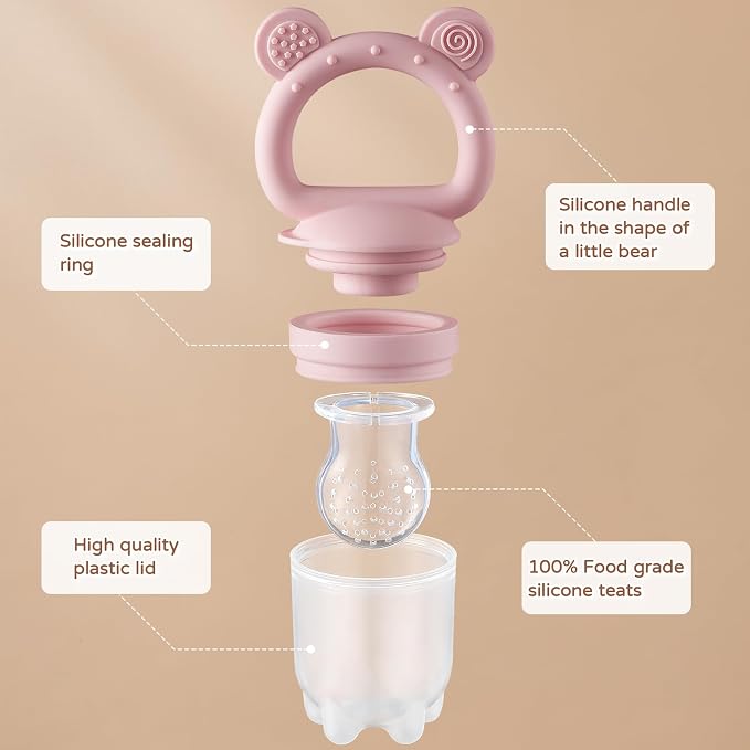2 Pack Silicone Baby Fruit Feeder with Mini Freezer Tray, Breastmilk Popsicle Molds for Infant Teething Relief, Baby Teethers, Fresh Food Feeder for Safe Infant Self Feeding - Purple