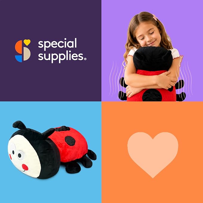 Special Supplies Ladybug Sensory Vibrating Pillow, Pressure Activated for Kids and Adults, Plush Minky Soft with Textured Therapy Stimulation Bumps