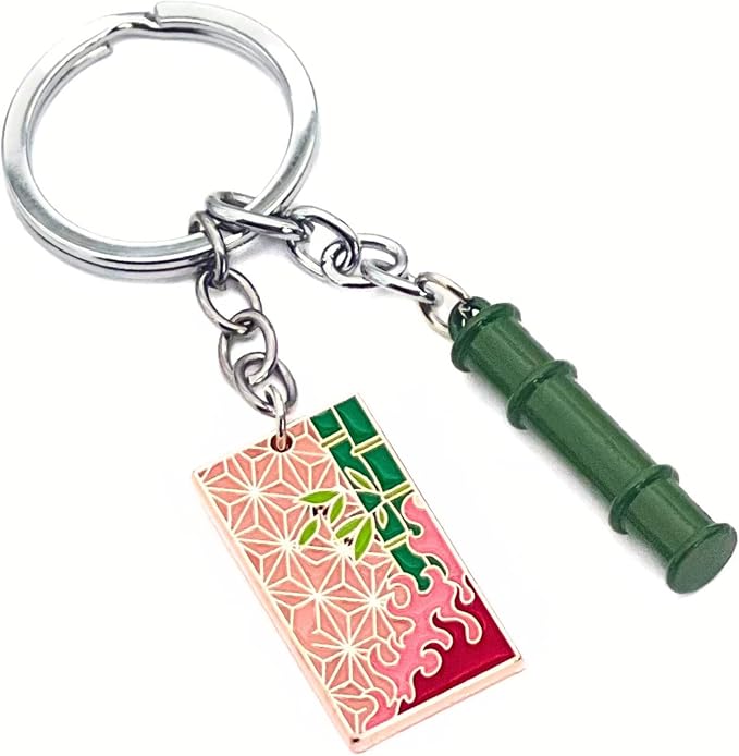Demon Slayer Keychain, Anime Keychain with Sword & Charm Plate, Demon Slayer Merch & Gifts