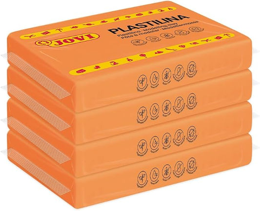 Jovi - Modeling Clay, 3 Pounds Total, 4 Non-Drying Bars, 0.77 lb Each, Arts and Crafts, Non-Toxic and Gluten Free Plasticine (Orange)