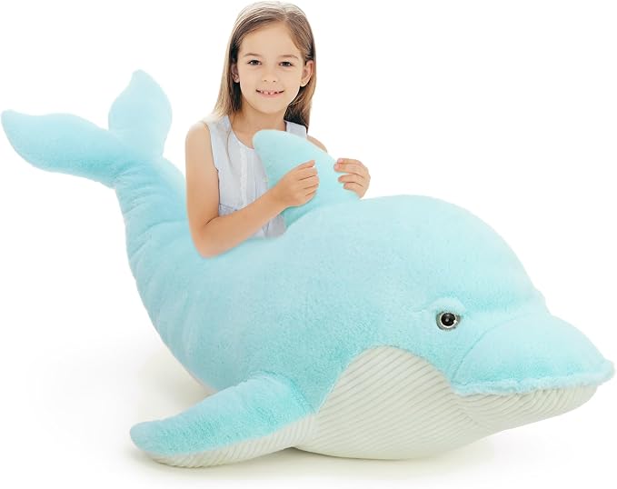 MaoGoLan 47 inch Giant Dolphin Stuffed Animal for Kids Toddlers, Plush Dolphin Body Pillow for Girls - Gift for Adults Girlfriend Women Christmas Easter Valentine's Day