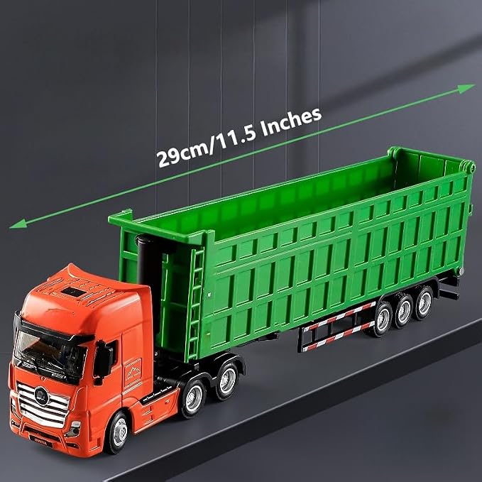 Gemini&Genius Construction Dump Truck Toy, Heavy Duty Alloy Transport Truck Toy, Construction Vehicle Toys, 1:50 Scale Diecast Dump Trailer, Toy Trucks for Kids (Detachable)