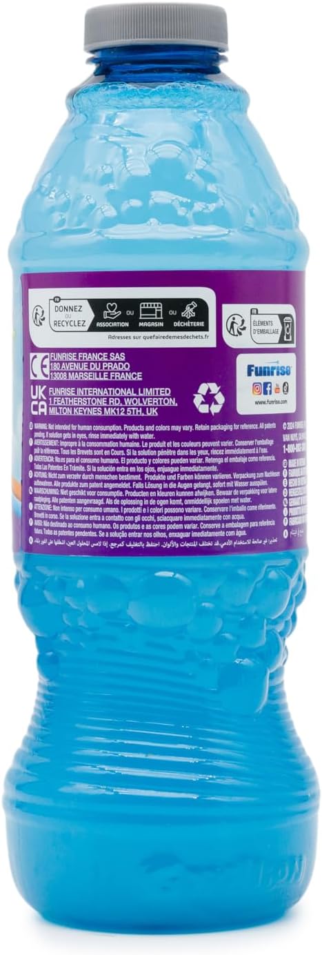 Gazillion Giant Bubble Solution 1 L – Creates Huge, Extra‑Elastic Bubbles, Safe & Non‑Toxic, Includes 7‑in‑1 Bubble Wand, Outdoor Refill for Wands, Machines & Kids’ Party Fun Ages 3 +