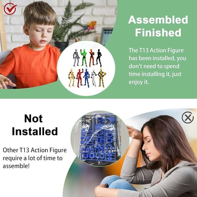 EIMONEY 9PCS Assembly Completed T-13 Action Figure 3D Printed Multi-Jointed Movable,Lucky 13 Action Figures,Multi-Articular Dummy 13 Action Figures,Desktop Decorations,Creative Gifts (9 Colors)