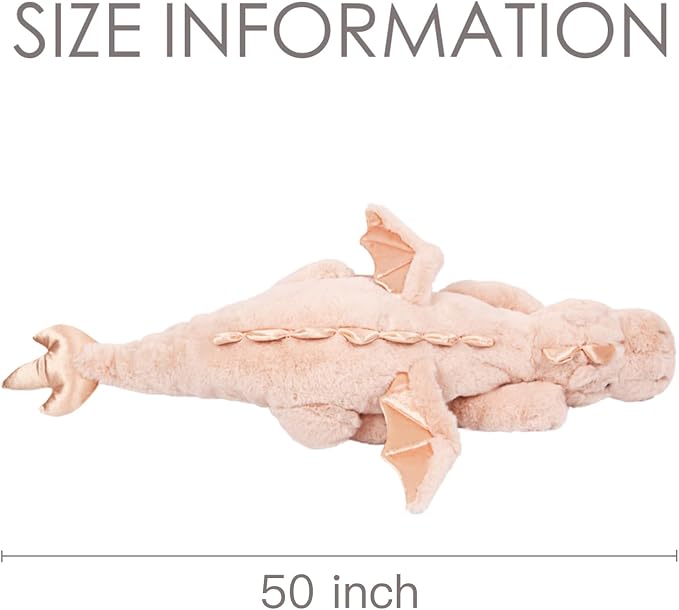 ARELUX Giant 50in 3Lb Big Pink Dragon Large Stuffed Animals Cute Plush Toy Fuzzy Jumbo Dinosaur Pillow Plushies with Wings Cuddly Soft Pterosaur Plushie for Friends Family Member