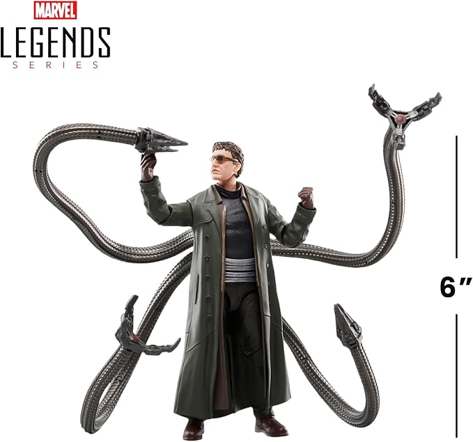 Marvel Legends Series Doc Ock, Spider-Man: No Way Home Collectible, Deluxe 6-Inch Action Figure, 4 Accessories, Ages 4 and Up