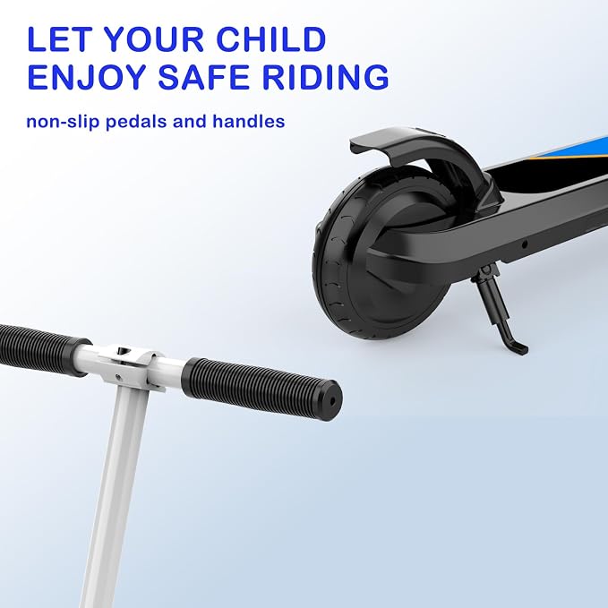 LINGTENG Electric Scooter for Kids Age 6-10, Kick-Start Boost Scooter with Adjustable Speed and Height, Flash Wheel & Deck Lights