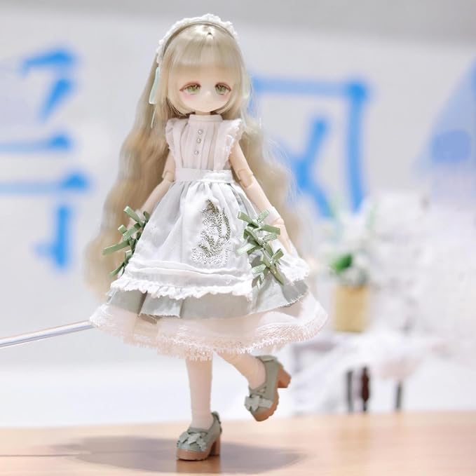 BJD Dolls 1/8 BJD Doll 9" Ball Jointed Doll Dress Up Dolls Collectible Figures Collection Gift for Party Birthday Ages 15 and Up PVC & ABS Costume Included, Lily of the Vally Whispers