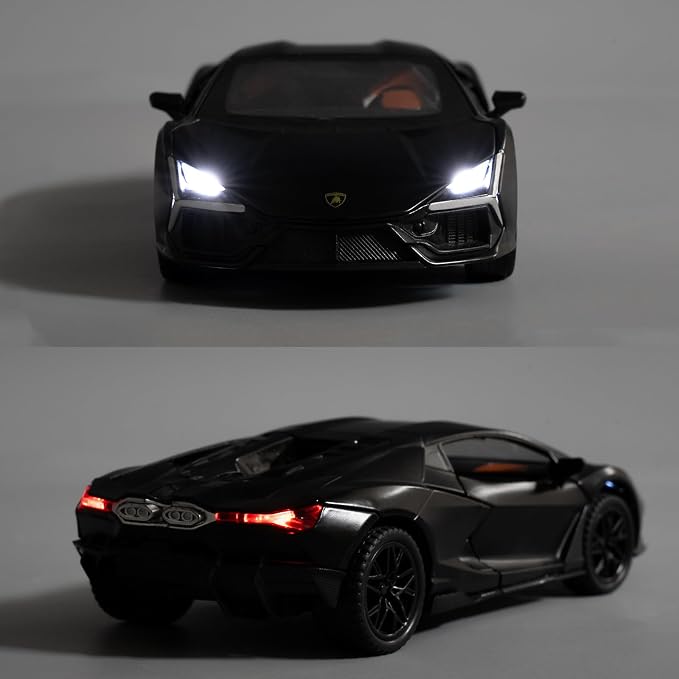 BDTCTK 1/32 Comapatible for Lamborghini ‌Aventador LP700-4 Model Car, Zinc Alloy Diecast Pull Back Toy Cars with Sounds and Lights Vehicles for Kids Boy Girl Gift (Black)