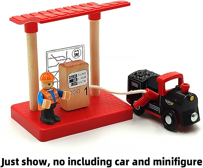 Wooden Crane Toy Set with Train Cars - Compatible with Major Wooden Rail Brands - Ages 3-5