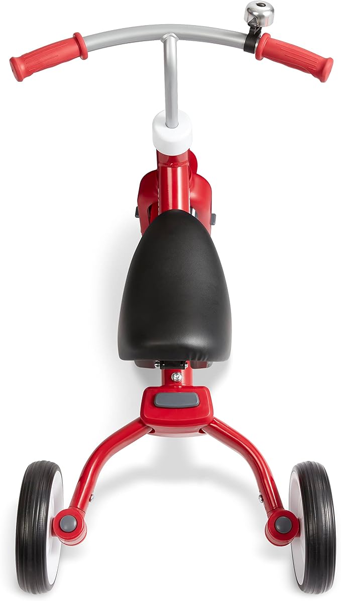 Radio Flyer Triple Play Trike, For Ages 1-3, 3-in-1 Ride-On, Tricycle or Balance Bike, Tool-Free Transformation, Adjustable Padded Seat, Pedal Storage, Ringing Bell, Steel Frame, Tricycle for Toddlers