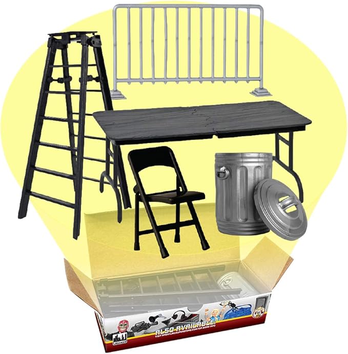 Set of 5 Wrestling Prop Accessories for Wrestling Action Figures | Includes The Most Essential Wrestling Figure Accessories Every Wrestling Action Figure Collection Needs