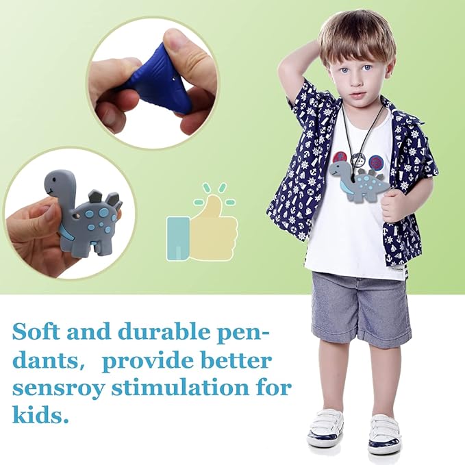 Chew Necklaces for Sensory Kids, 6 Pcs Chewy Necklace Teether for Boys and Girl to Chewing Biting and Teething, Silicone Chewable Fidget Necklaces for Autistic Toddlers Children Teens and Adults