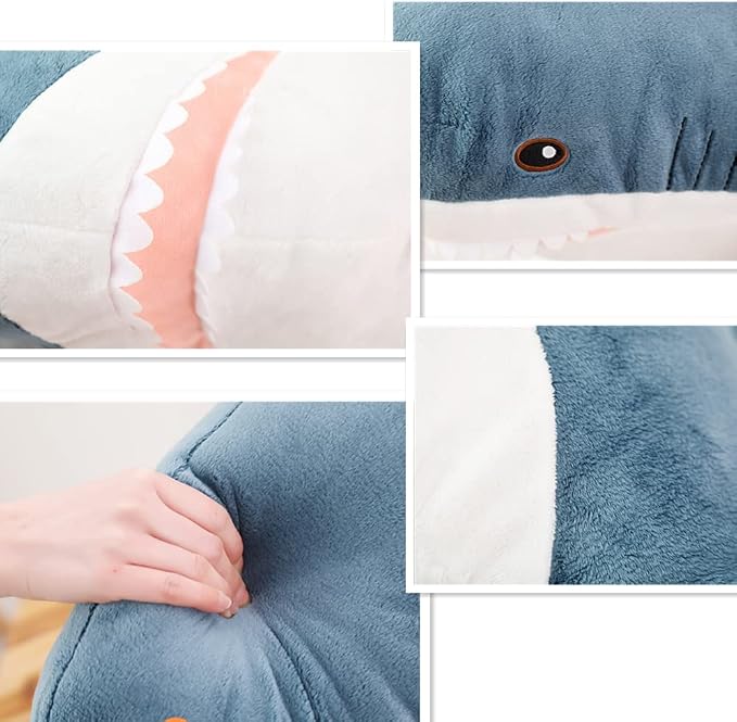 XIYUAN 23.6inchShark Plush Stuffed Toy Pillow Soft Cute Shark Throw Pillow Cushion Large Shark Plush Stuffed Animal Toy CushionPillow Kids and Adult Gift