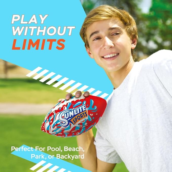 Sunlite Sports Waterproof Football for Lawn Backyard Pool Beach Lake Park Water Toy, Outdoor Play, for Kids Children Teens Adults, Family Fun