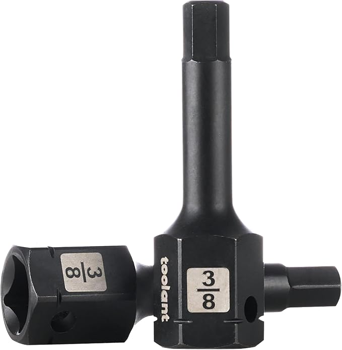 toolant 1/2" drive 3/8" impact hex bit socket set 2PCS, Hex Drive, S2 Steel Air Drive Allen Socket set,Impact Grade