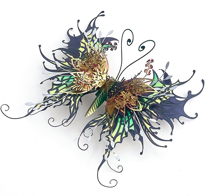 3D Metal Butterfly Puzzle for Adults, 50PCS Steampunk Mechanical Insect Model Kit, No Glue Snap-Fit Assembly, Iridescent Wing Design, Desktop Sculpture
