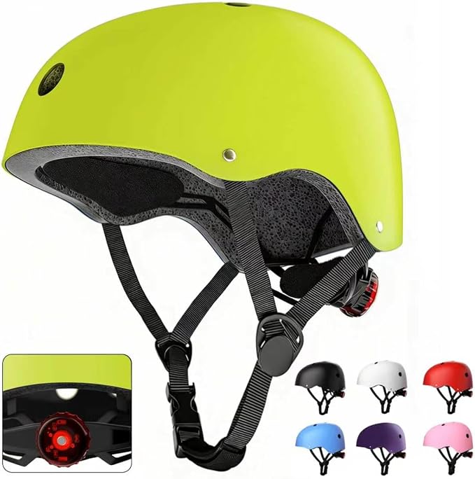 Kids Bike Helmet with LED Light,Lightweight Adjustable Childs Helmet for boy & Girl Ages 5-8-14,Multi-Sport Safety Helmet for Skateboard Cycling Scooter