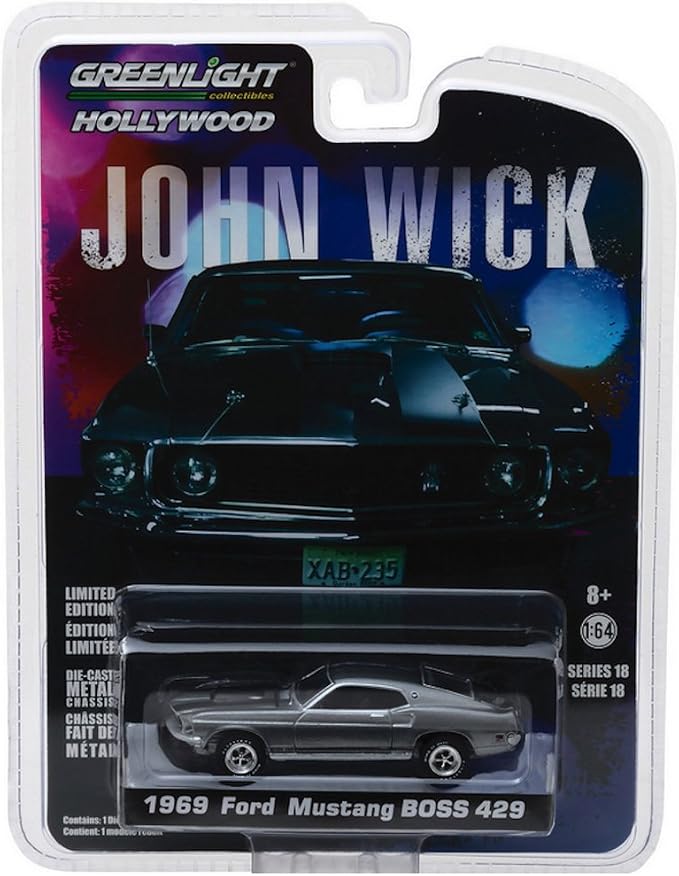 Greenlight 1/64 Hollywood Series 18 John Wick Movie (2014) 1969 Ford Mustang Boss 429 Die Cast Vehicle